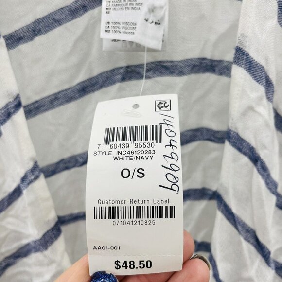 INC International Concepts Womens One Size Striped Tie Topper Cover Up White 767 - Picture 7 of 7